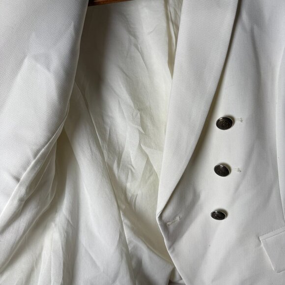 White Black Blazer Jacket Off White Size 4 Double Breast Fully Lined - Picture 5 of 9